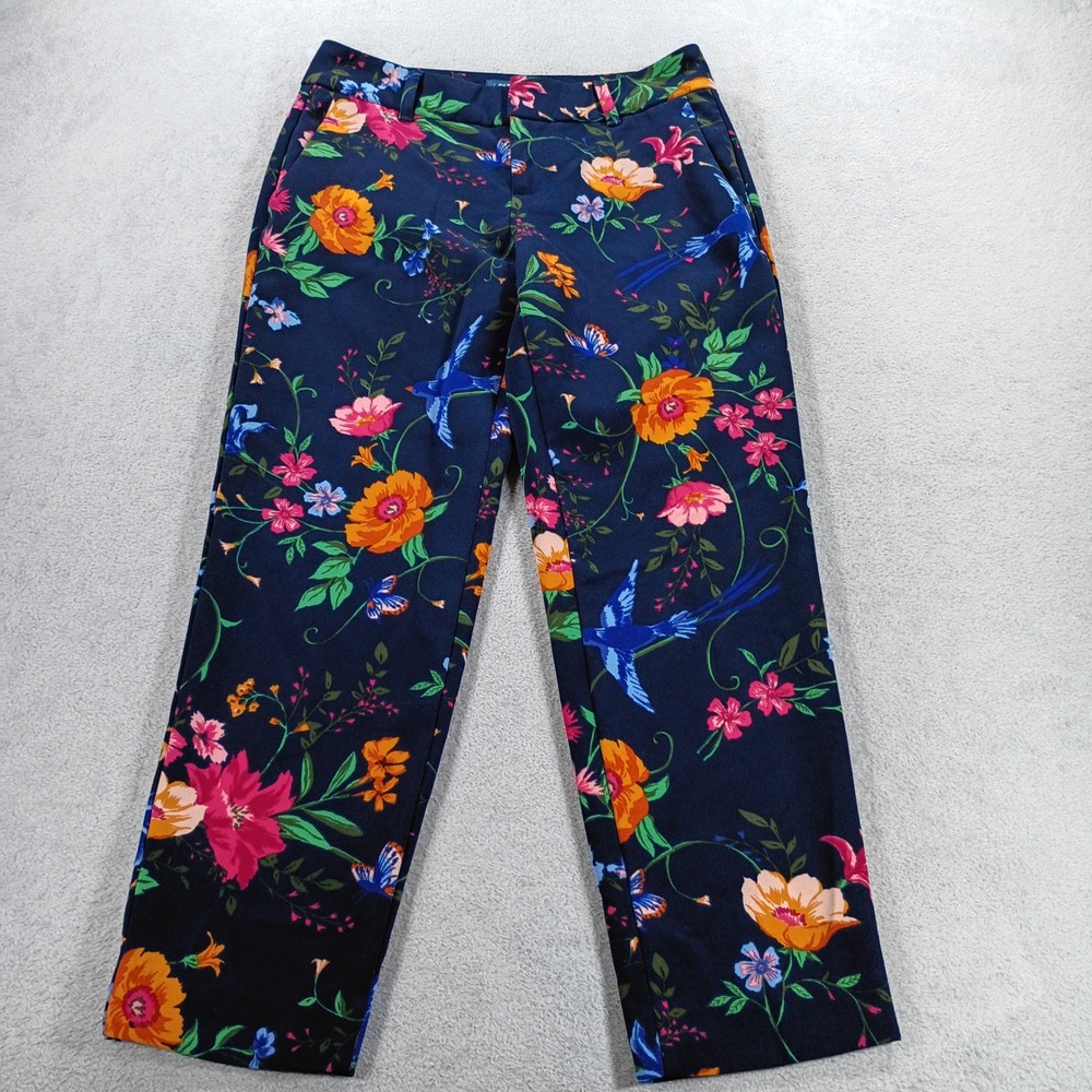 Polo Ralph Lauren Womens Floral Trousers Navy Blue 6 Botanical Print